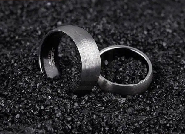 Couples Thick Grey Band Tungsten Ring - Eshaal Fashion