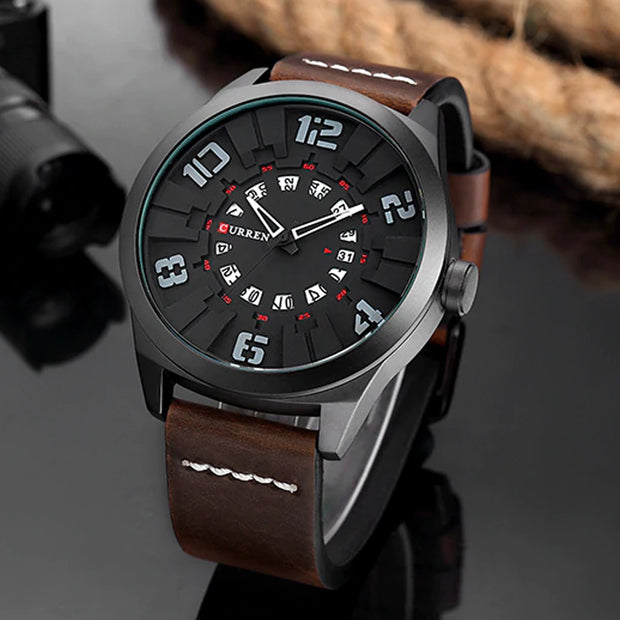 Curren Men's dark brown watch with black dial - Eshaal Fashion