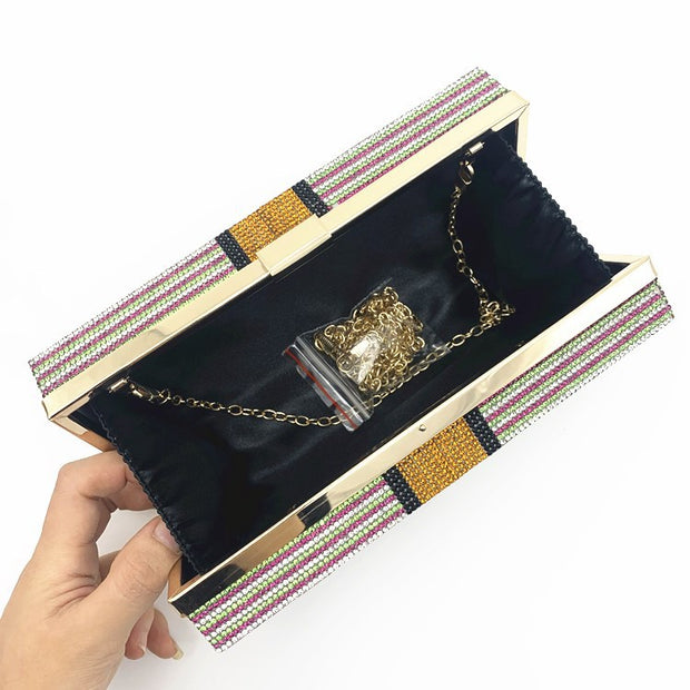 Get Exclusive Rhinestone Dollar Clutch with Long Chain