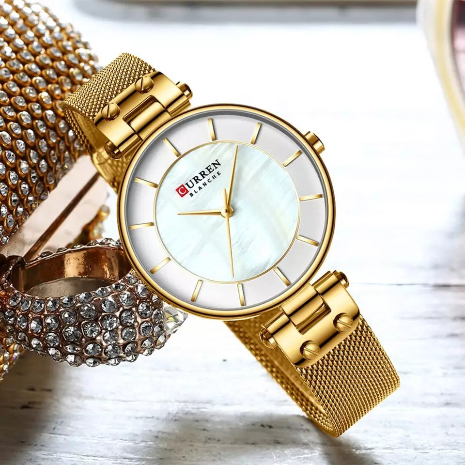 CURREN Creative Simple Quartz Watch – Golden - Eshaal Fashion