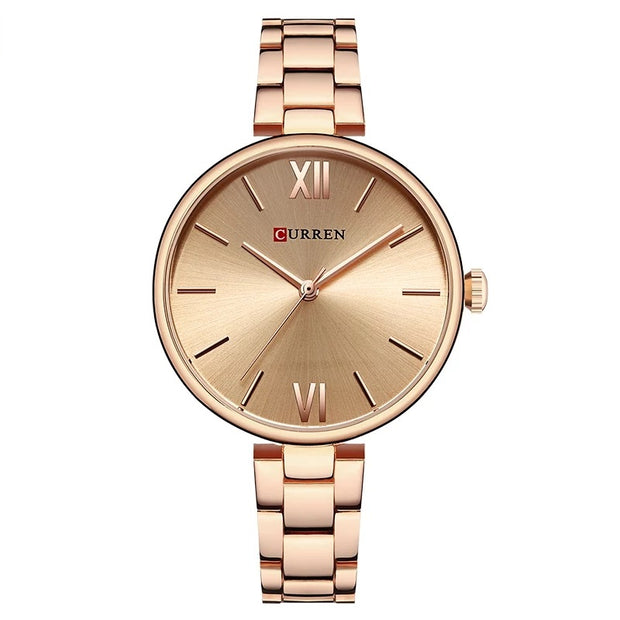 CURREN 9017 New Women Watches Luxury Brand Watch – Copper Dial - Eshaal Fashion
