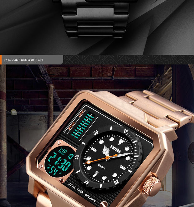 SKMEI Luxury Casual Men's Digital Electronic Watches Sports Quartz Military Clock Chrono Waterproof Male Wristwatches