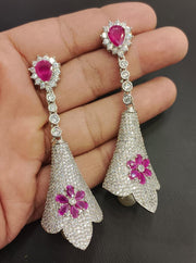 Get Exclusive Silver Zircons Floral Earrings