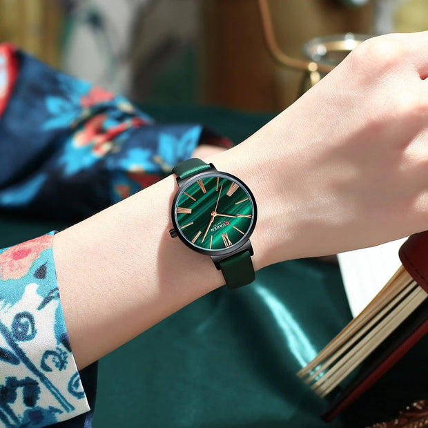 Get Exclusive Shaded Dial Leather Belt Women Watch