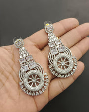 Get Beautiful Silver Round Crystal Stone Earrings