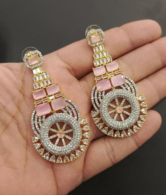 Get Beautiful Golden Round Crystal Stone Earrings