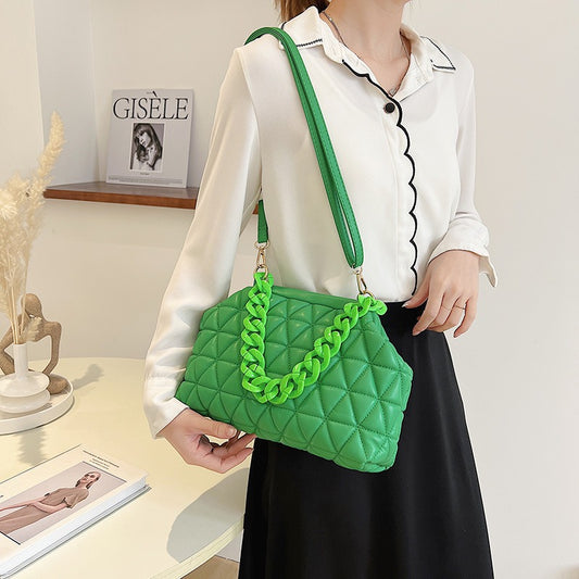 Get Exclusive Quilted Acrylic Chain Cross Body Bag
