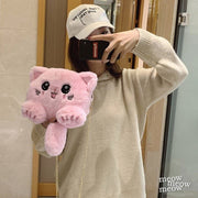 Get Cute Plush Cat Furr Girls Crossbody Bags