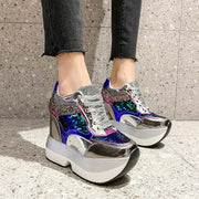 Get Fashion Sequins High Silver Heels Female Sneakers