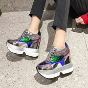 Get Fashion Sequins High Silver Heels Female Sneakers