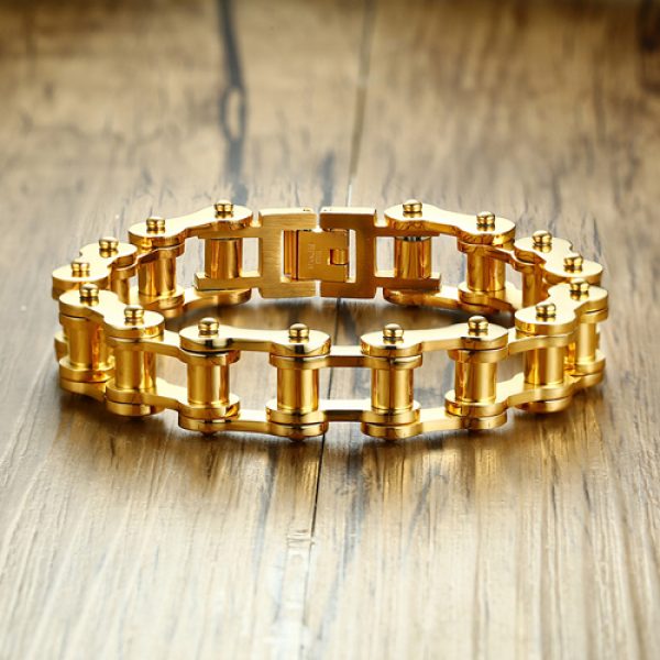 Eshaalfashion golden chain stainless steel bike bracelet - Eshaal Fashion