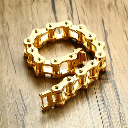 Eshaalfashion golden chain stainless steel bike bracelet - Eshaal Fashion