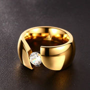 Luxury solitaire ring for women gold color stainless steel Ring