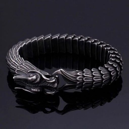 Mens Bracelet Dragon designed Stainless Steel Metal Bracelet