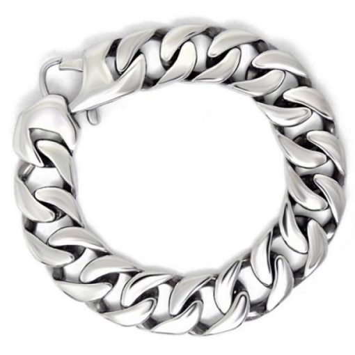 Mens Crisscross Stainless Steel Silver Bracelet