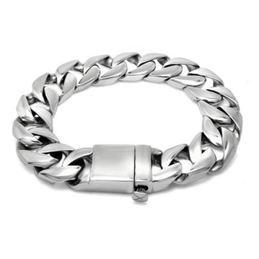Mens Crisscross Stainless Steel Silver Bracelet