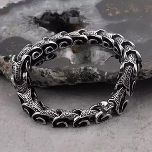 Mens Dragon Skin Metal Bracelet