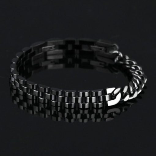 Mens Stainless Steel Black Bracelet