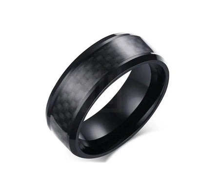 Men Black Checkerboard  Stainless Steel Ring