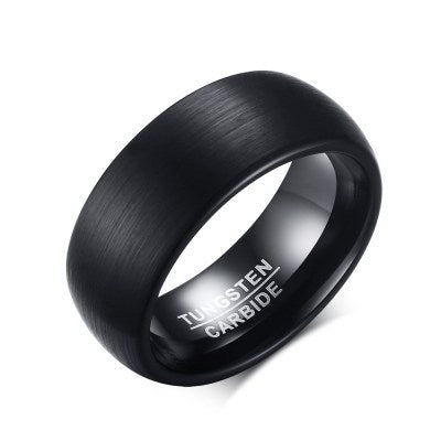 Men Black Tungsten Carbide Ring Dark Night