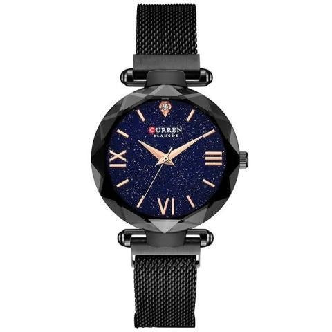 Curren Women Magnetic Watch- 9063 Stainless Steel Black - Eshaal Fashion