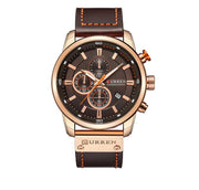 Curren dark brown dial brown leather chronograph 1 year warranty - Eshaal Fashion
